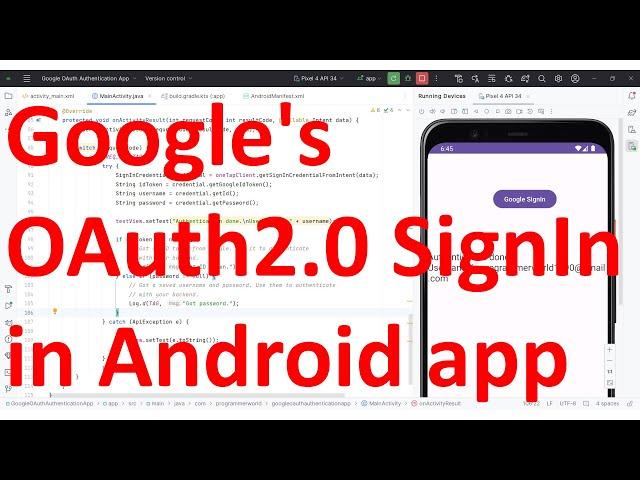 How to implement Google SignIn OAuth2 authentication in your App? - Android Studio Java | API 34