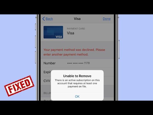 Unable to Remove Payment Method There is an Active Subscription error on iPhone