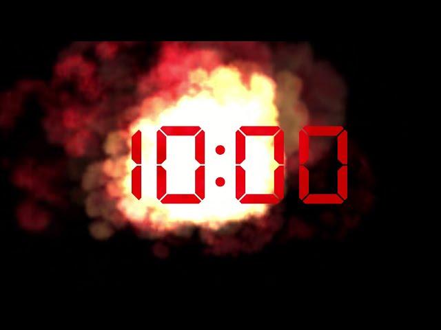 10 Minute Ticking Countdown Timer With Bomb Explosion Sound. Digital LED Style.