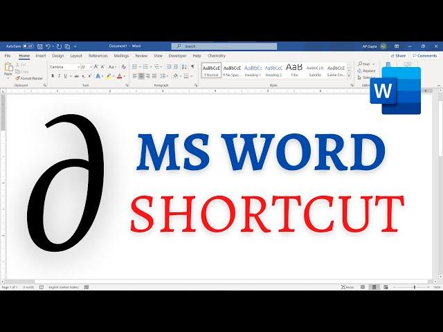 Shortcut for partial derivative symbol in Word