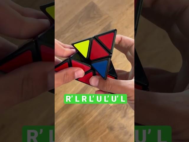 Rubik’s Pyraminx last layer algorithm. flipped edge solution!