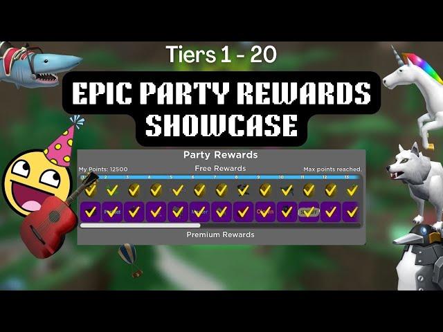 Epic Party Rewards Showcase (Tiers 1 - 20) [Roblox: Epic Minigames]