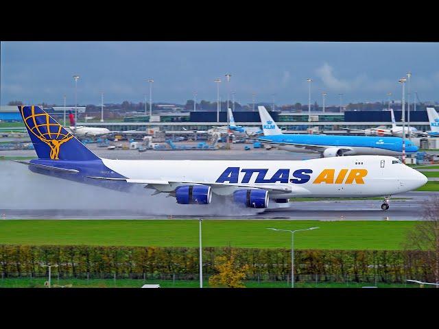 [4K] STRONG X-WIND landings & takeoffs ️ Plane-Spotting at Amsterdam Schiphol Airport 