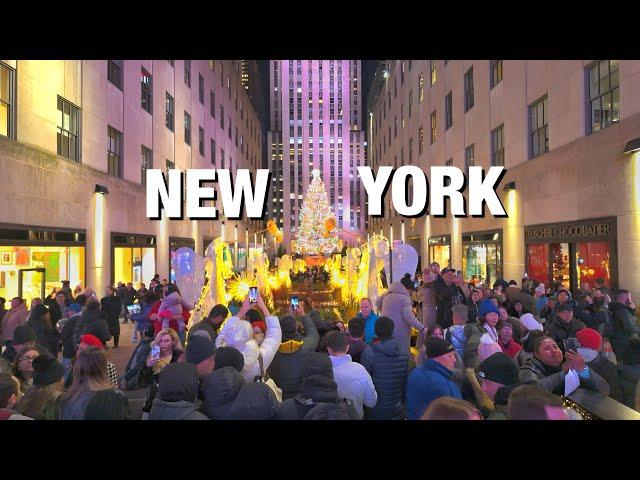 NYC Christmas 2023  Rockefeller Center Christmas Tree 2023, Saks Holiday Light Show & 6th Avenue