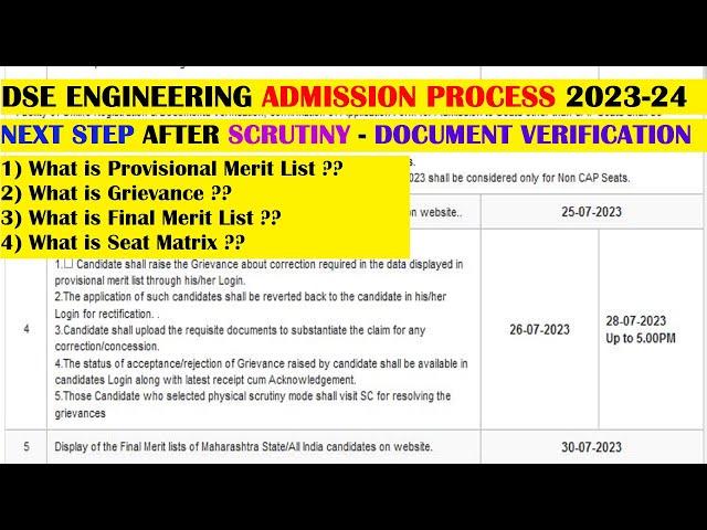 DSE ENGINEERING ADMISSION PROCESS 2023-24 | NEXT STEPS AFTER REGISTRATION AND DOCUMENT VERIFICATION