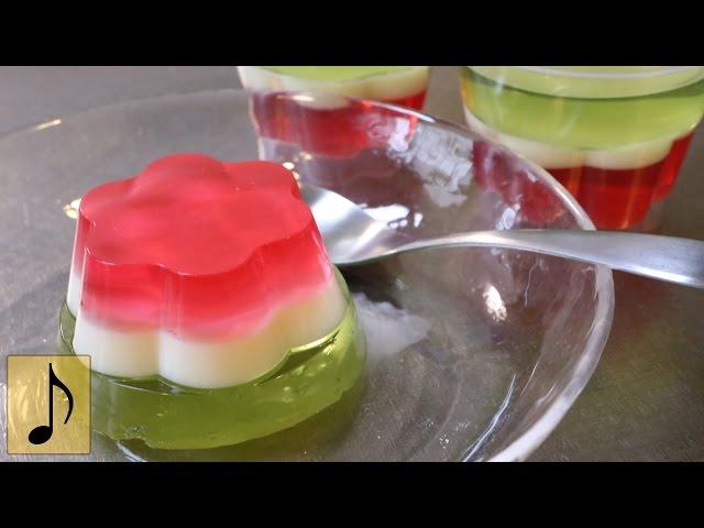 Easy Puttin Watermelon Color Hinamatsuri Jelly  Pudding【1 Minute Cooking】