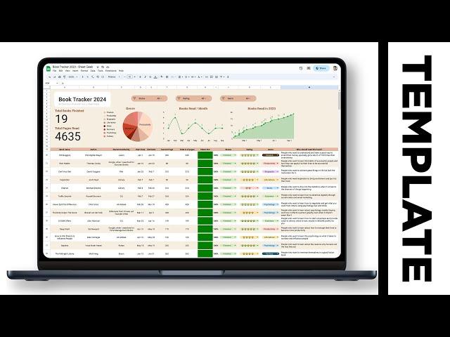 How to make a Book Tracker - Google Sheets Book Tracker Template 2024