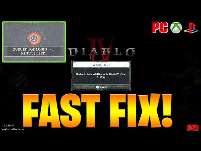 How to Fix unable to find a valid copy & valid license of diablo iv (Error code 315306) Login Issues