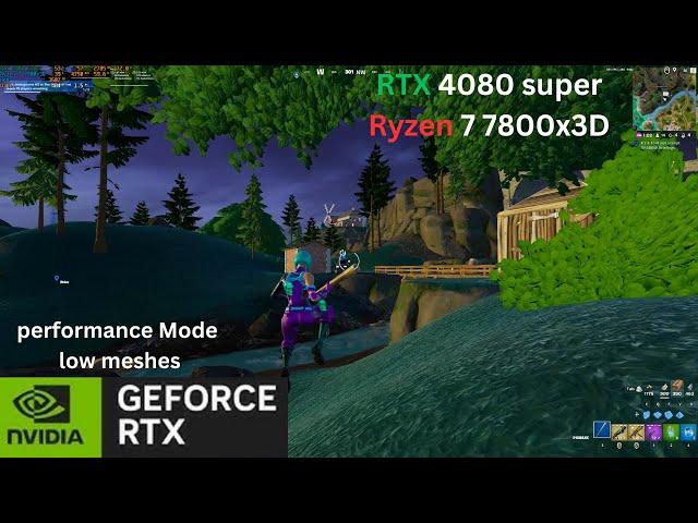 RTX 4080 Super + Ryzen 7 7800X3D - Fortnite Performance mode | FPS UNCAP | 1440P | Low Meshes