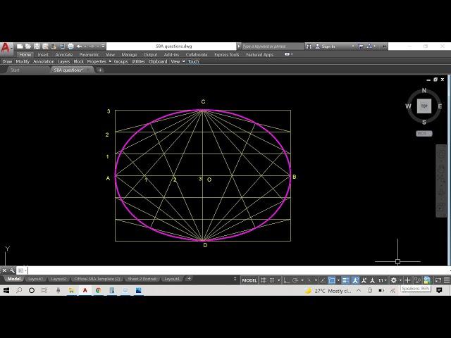 AutoCad Tutorial: How to Construct an Ellipse Using the Rectangular Method