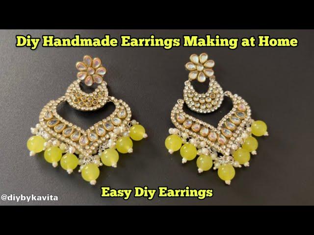 How to make Kundan Stone Earrings at Home | Easy diy Handmade Earrings Tutorials | Diy by Kavita