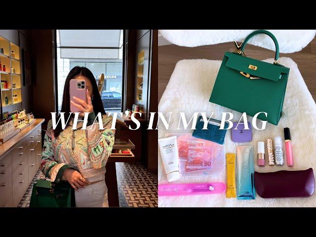 HERMES KELLY • WHAT'S IN MY BAG • HANDBAG ESSENTIALS, MAKEUP POUCH, SUNGLASSES & SUPPLEMENTS