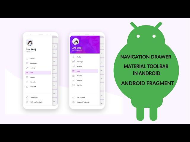 Bottom Navigation, Drawer, Toolbar, Fragment,  in Android studio