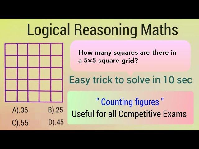 Counting Squares |Reasoning Maths for competitive exams