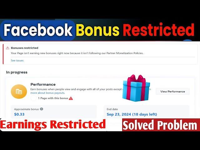 How To Fix Facebook Bonus Earning Restricted Monetization Problem  Solve Bonus Earning Restricted