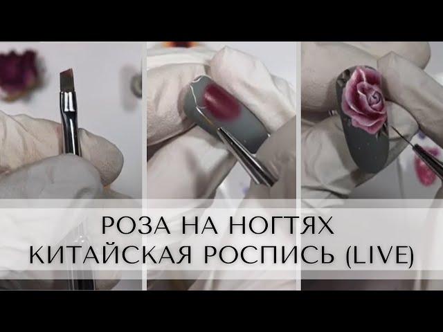 Роза на ногтях. Китайская роспись.