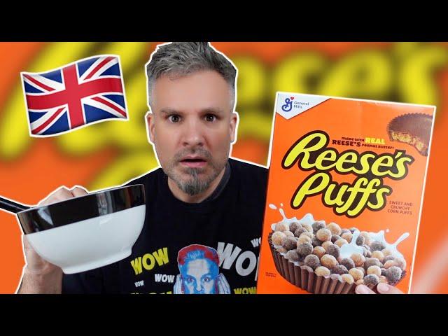 Brit tries [REESES PUFFS] For The First Time!