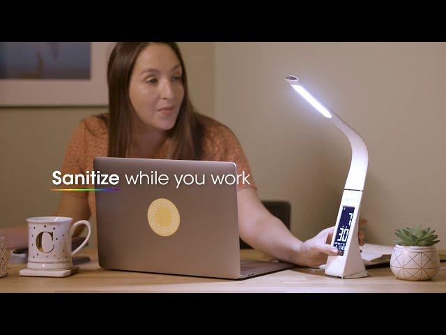OttLite Thrive LED Sanitizing Desk Lamp with Clock and USB Charging
