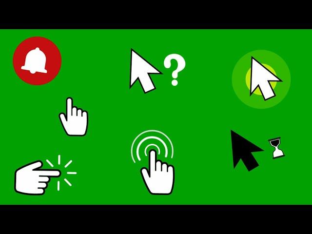 Top 10 Cursors green screen animations effects HD || chroma key cursor clicking effects animation