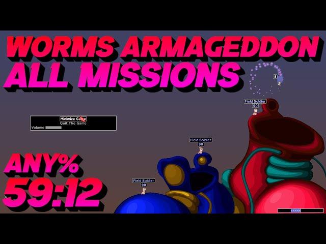 Worms Armageddon - All Missions Any% in 59:12 (WR)