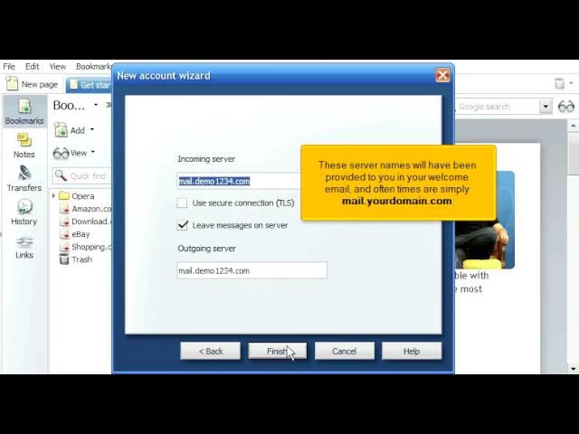 Setting up email accounts in Operamail