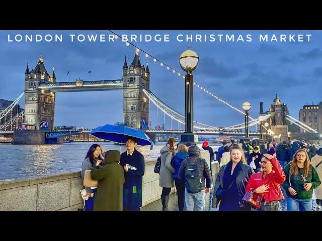 London Tower Bridge Christmas Market Tour from Borough Market | London Winter Walk 2024 [4K HDR]