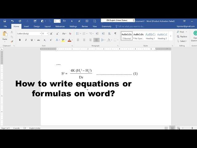 How to write an equation or formula in Word.