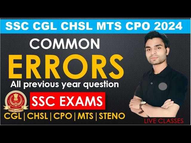 Previous Year Common Errors For SSC Exams | English For SSC CGL CHSL MTS CPO | Arush Yadav