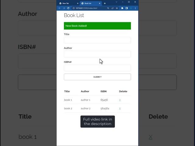 Build a Book List App in HTML, CSS & JavaScript with LocalStorage