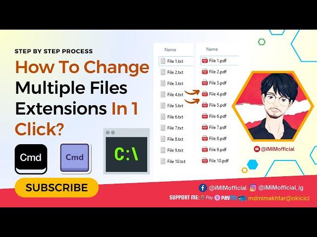 How To Change Multiple Files Extensions In 1 Click? Change Files Type In 1 Line using Command Prompt