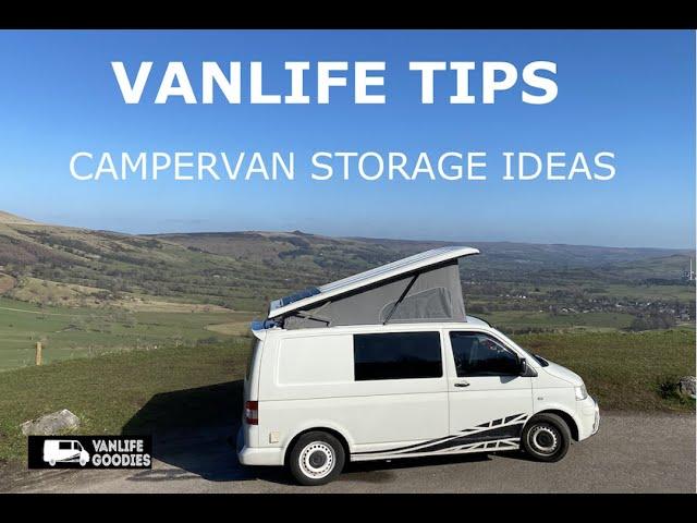 VANLIFE STORAGE  campervan storage ideas and organisation hacks | vanlife hacks @vanlifegoodies T5VW