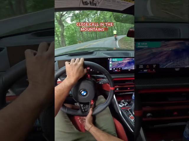 POV 2025 BMW M4 Competition mountain driving and a close call with bicyclists! #bmwm #m4 #pov #gopro