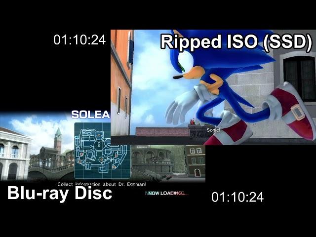 Sonic 06 PS3 Blu-ray Disc vs ISO loading speed on SSD