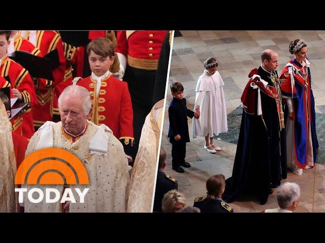 See King Charles, William, Kate and George arrive at Westminster