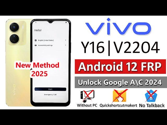 Vivo Y16 Android 12 Frp Bypass/Unlock Google Account Lock Without Pc Vivo Y16 Google Account Remove