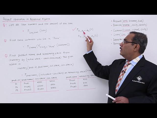 DBMS - Project Operation in Relational Algebra