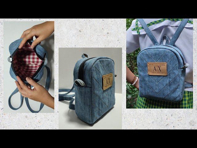DIY Cute Backpack Out of Old Jeans  Backpack Sewing Tutorial #diy #upcycle