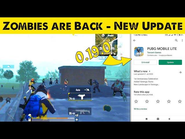 Zombies are Back in PUBG Mobile Lite New Update 0.19.0 | PUBG Mobile Lite Full Rush Gameplay