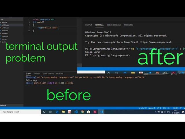 Terminal not give output // visual studio code terminal not working // visual studio code // c++
