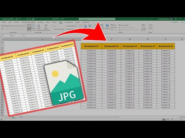 How to convert from image to Table in Excel (PNG, JPG)