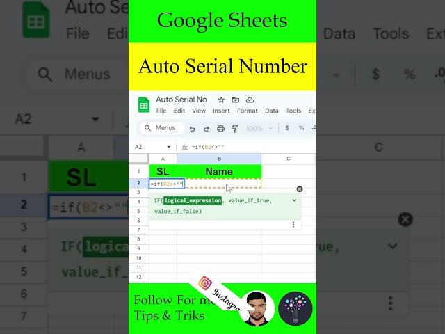 Google Sheets Auto Serial Number Tricks #googlesheets