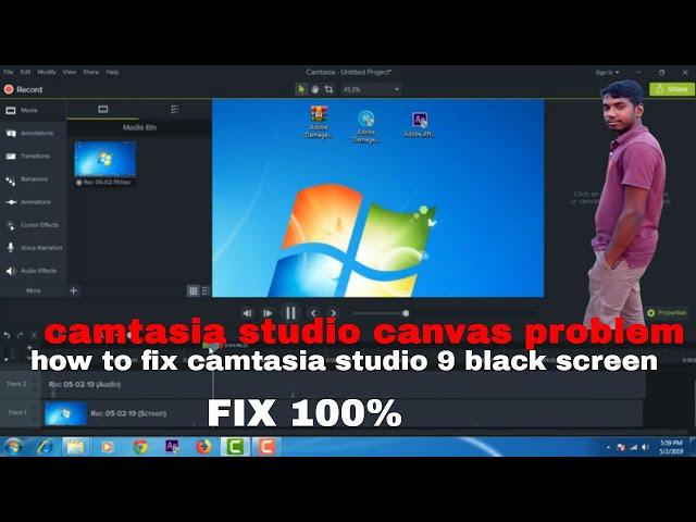 how to fix camtasia studio 9 canvas black screen