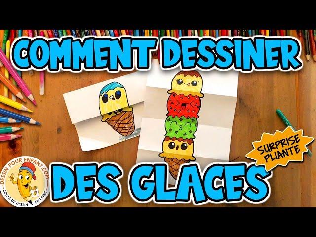 How to draw ICE CREAM step by step in french (folding surprise) | Drawing For Child