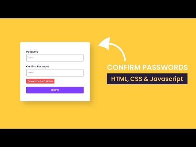 Confirm Password | HTML, CSS & Javascript