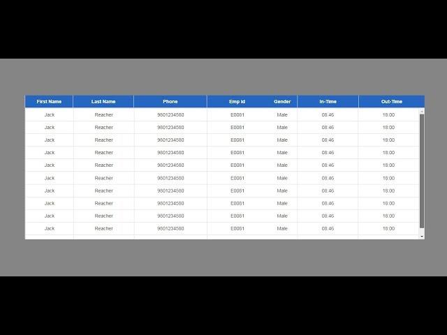 Create Fixed Table Headers with Pure Javascript with/without scroll bar