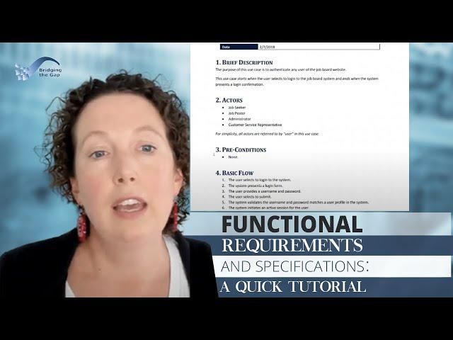 Functional Requirements and Specifications: A Quick Tutorial