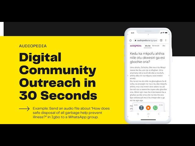 Digital Community Outreach in 30 Seconds - Audiopedia.io & WhatsApp Demo