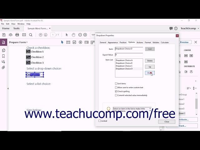 Acrobat Pro DC Creating Drop-Down and List Boxes - Adobe Acrobat Pro DC Training Tutorial Course