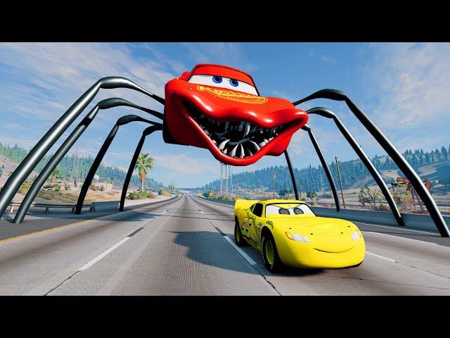 Epic Escape From The Lightning McQueen Head Eater | Car VS Lightning McQueen Head Eater BeamNG.Drive