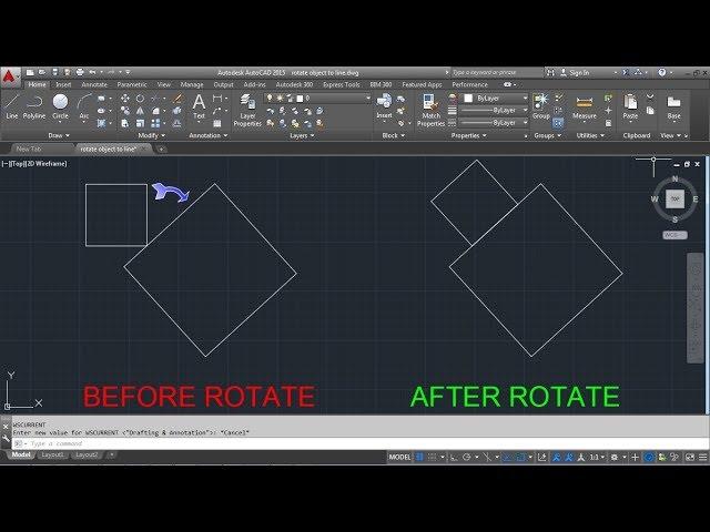 AutoCAD Rotate Object to Match Line | AutoCAD Rotate Object to Align